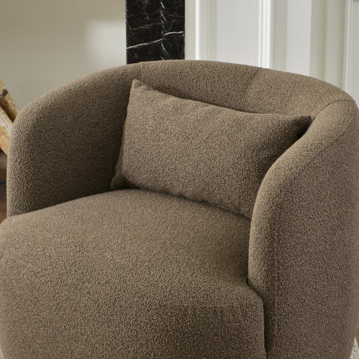 Sydney 34" Wide Boucle Upholstered Swivel Armchair | Wayfair North America