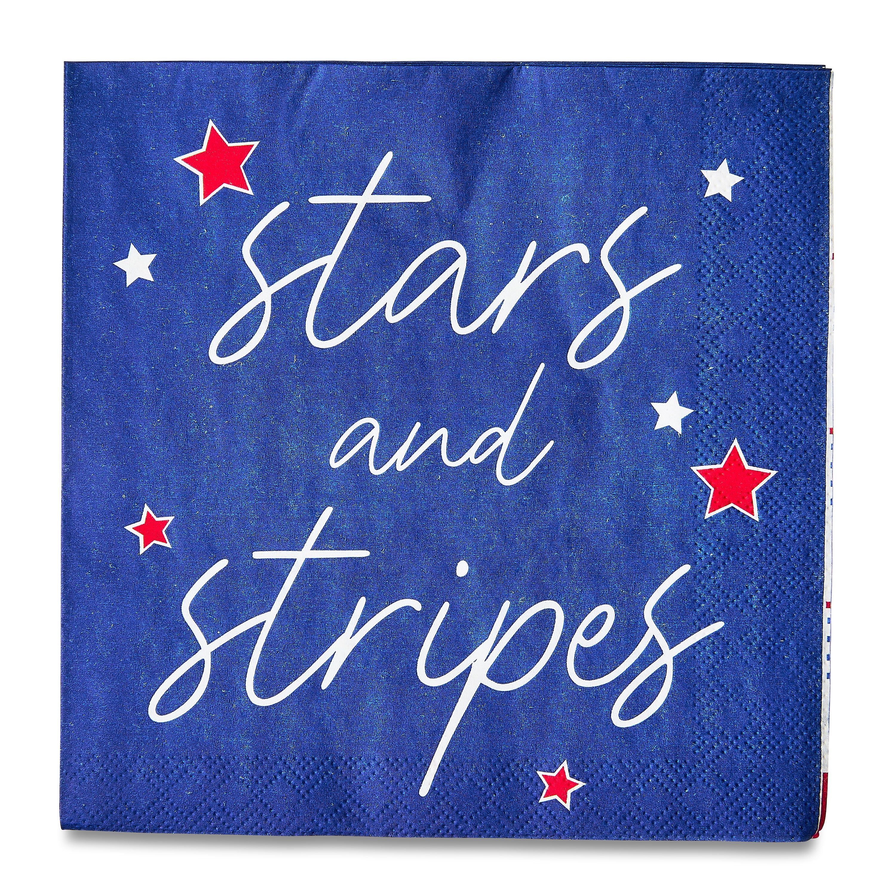 Patriotic Red, White & Blue Stars & Stripes 6.5" Paper Napkins, 16 Count, by Way To Celebrate - W... | Walmart (US)