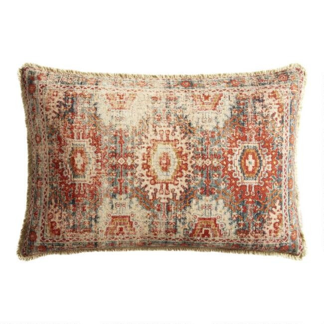 Oversized Rust Carpet Print Lumbar Pillow | World Market
