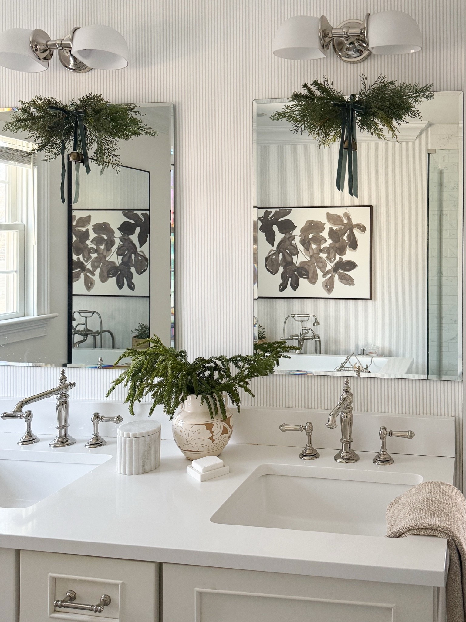 Good bathroom lighting should be both beautiful and functional. These polished nickel sconces provide plenty of light while keeping the overall design clean, classic, and timeless. Bathroom sconces, vanity lighting, bathroom decor, polished nickel, primary bathroom, layered lighting, timeless home design, GirlOnTheHudson

#LTKHome #LTKBeauty