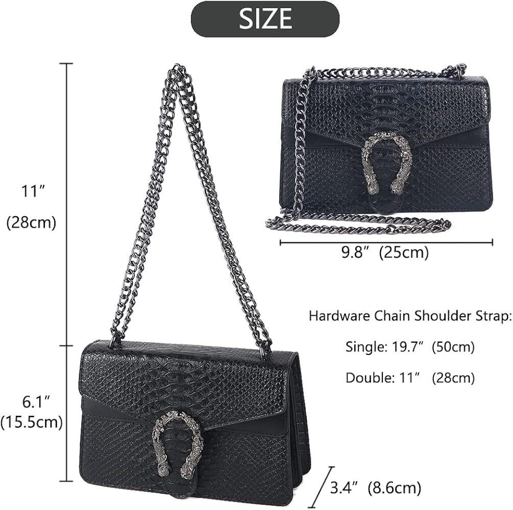 Crossbody Shoulder Evening Bag for Women - Snake Printed Leather Messenger Bag Chain Strap Clutch... | Amazon (US)