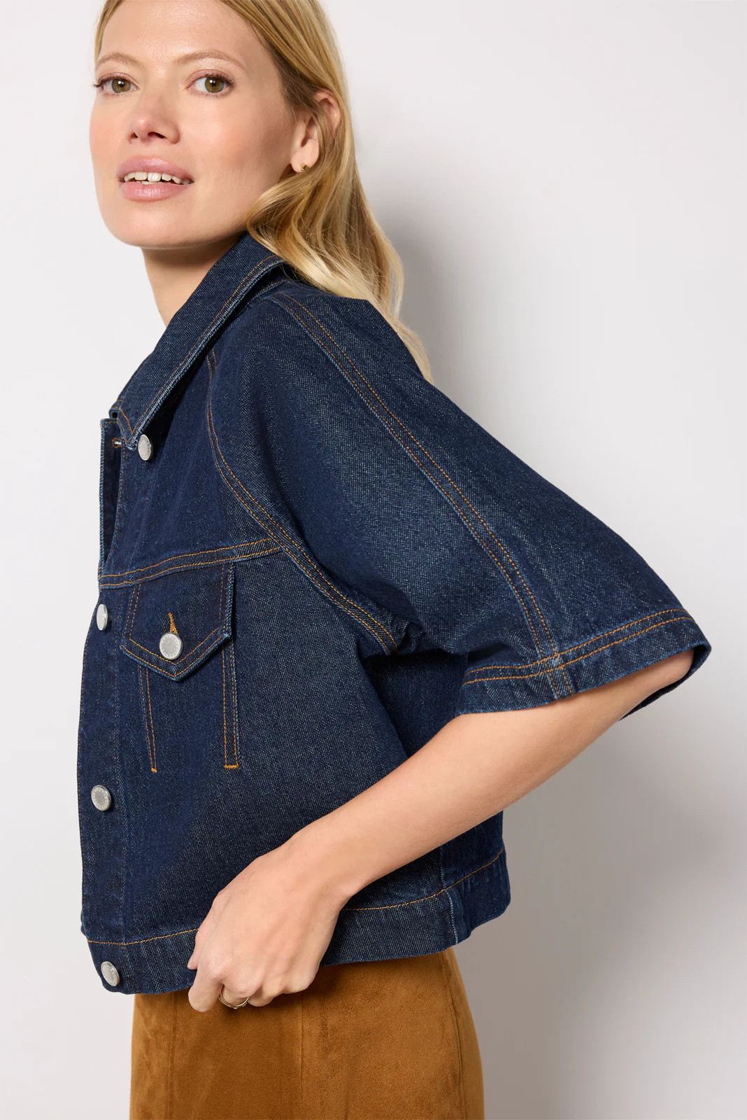 Short Sleeve Button Front Jacket | Evereve