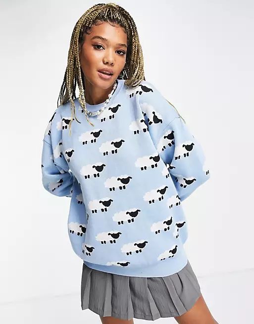 Daisy Street relaxed knitted sheep sweater | ASOS (Global)
