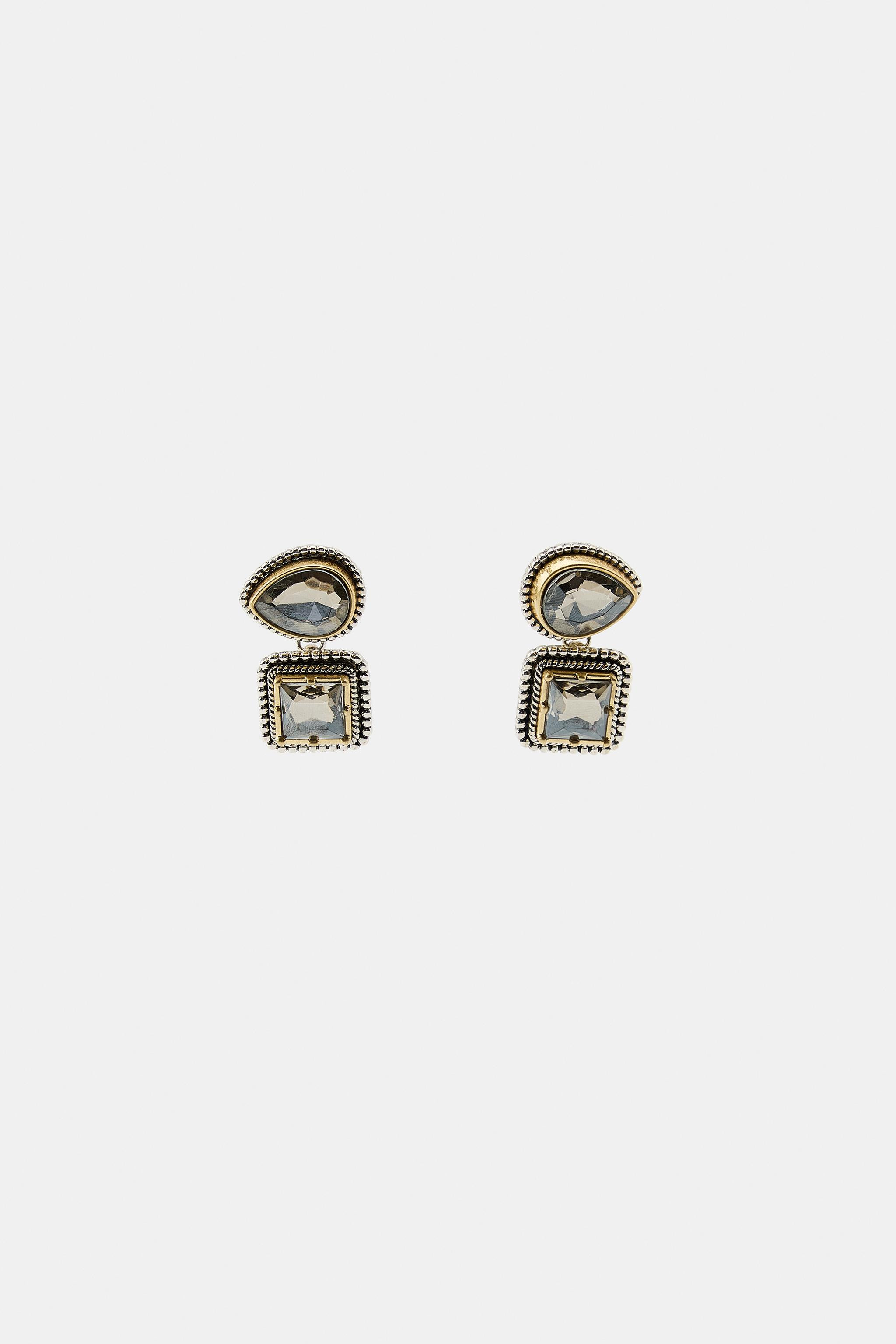 DOUBLE RHINESTONE EARRINGS | Zara UK