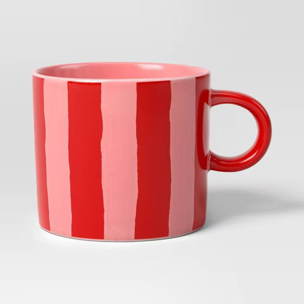 16 fl oz Stoneware You are Loved Mug Pink/Red Striped - Threshold™ | Target