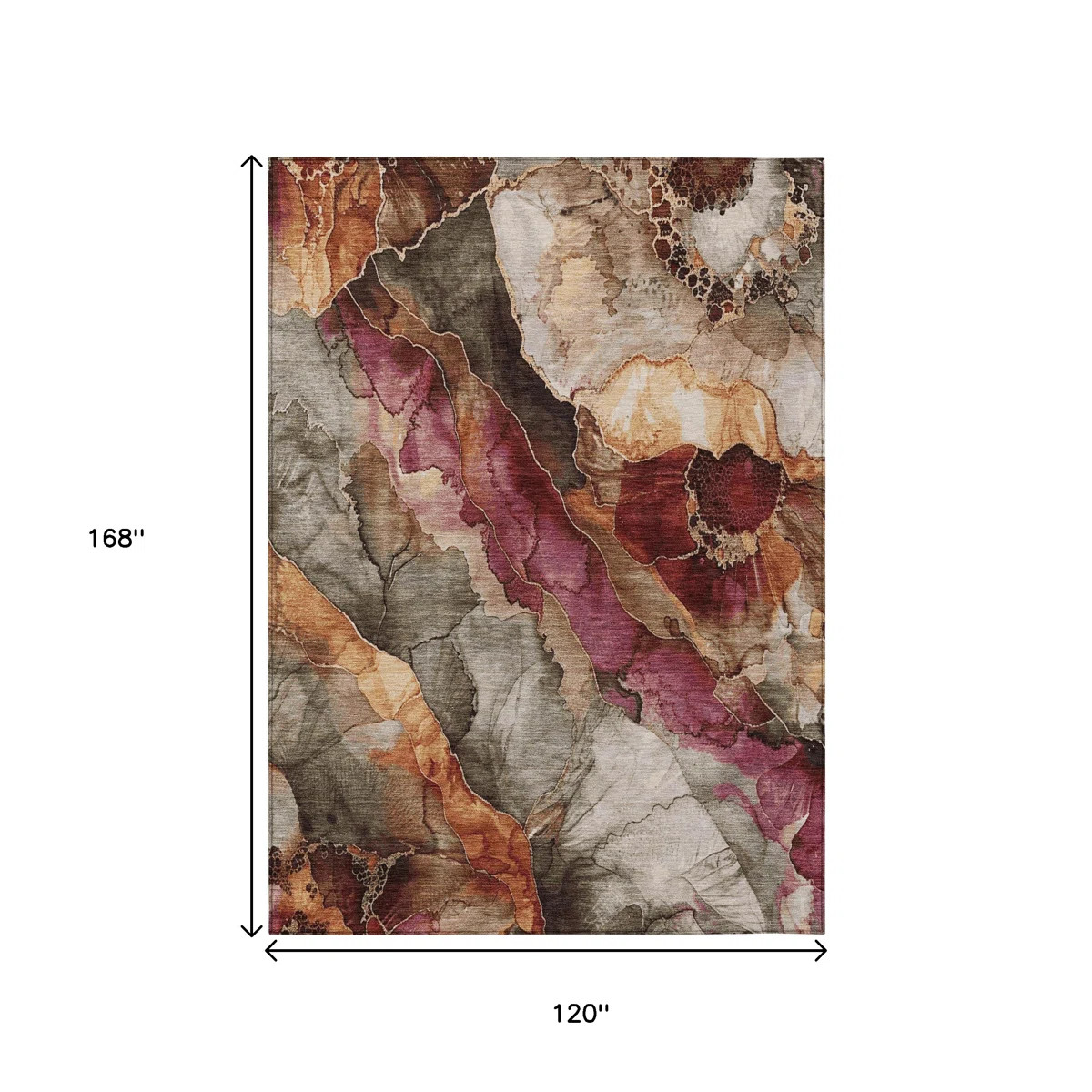 10' X 14' Khaki And Blush Floral Washable Indoor Outdoor Area Rug | Wayfair North America