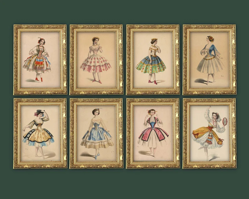 Vintage Art Prints Set of 8 Vintage Dance Wall Art Print - Etsy | Etsy (US)