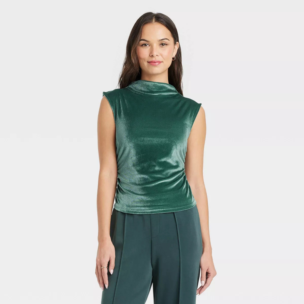 Women's Ruched Tank Top - A New Day™ Green L | Target