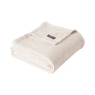 EB Solid White Cotton Full/Queen Waffle Blanket | The Home Depot