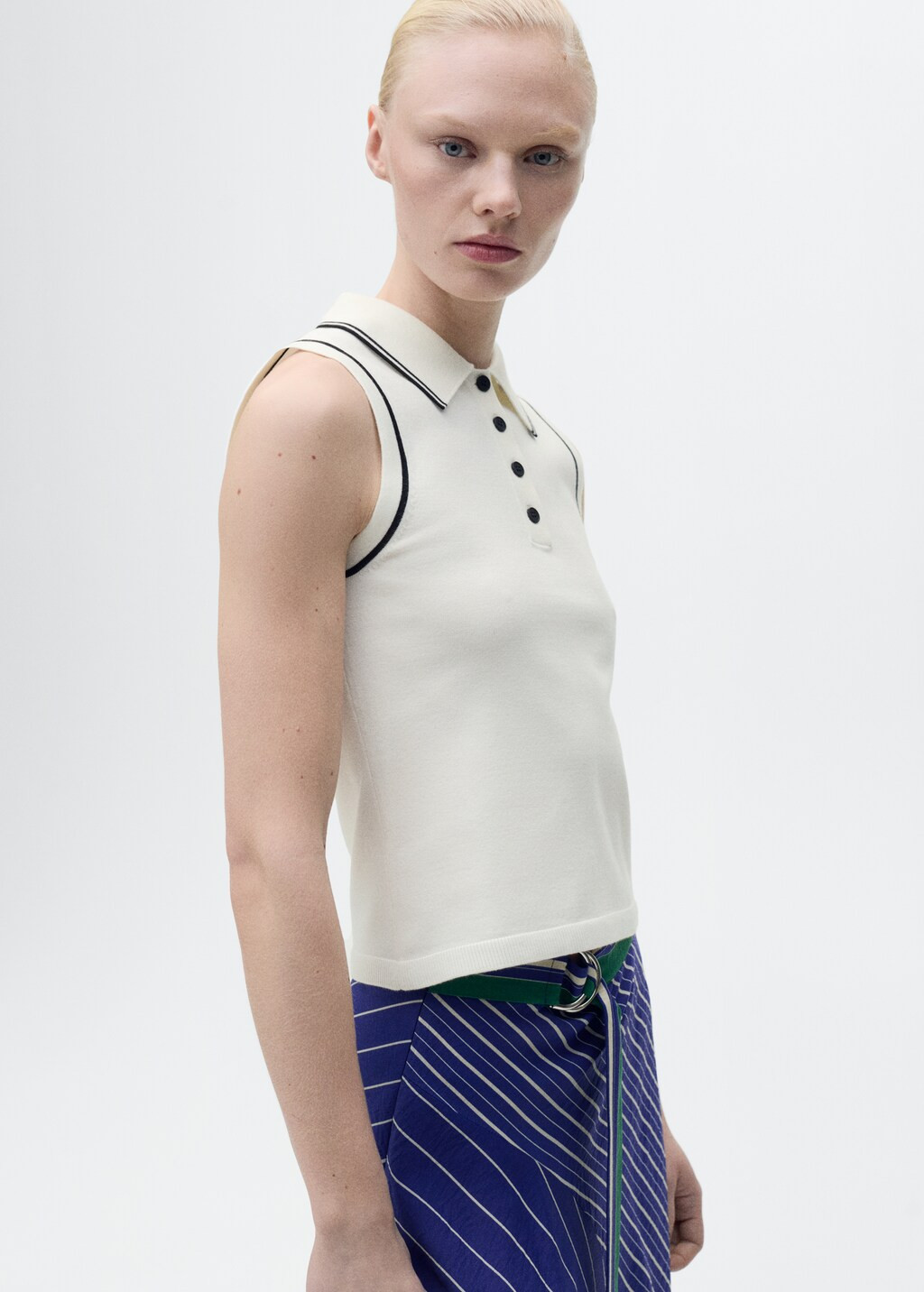 Polo-neck knitted top with contrasting trims - Women | MANGO USA | Mango (US/MX/AU)