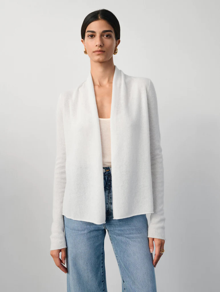 Essential Cashmere Mini Trapeze Cardigan | White and Warren