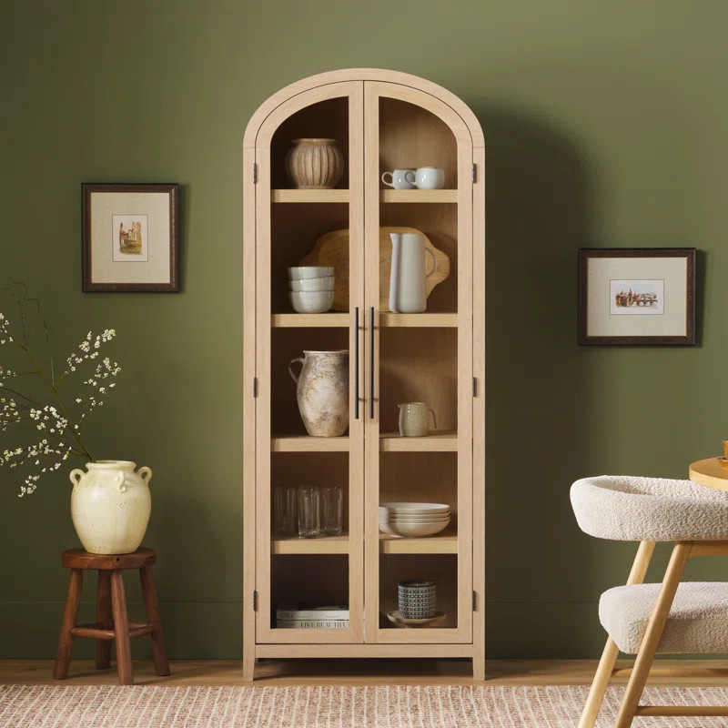 Ridunel Modern Arched Standard Bookcase with Glass Doors | Wayfair North America
