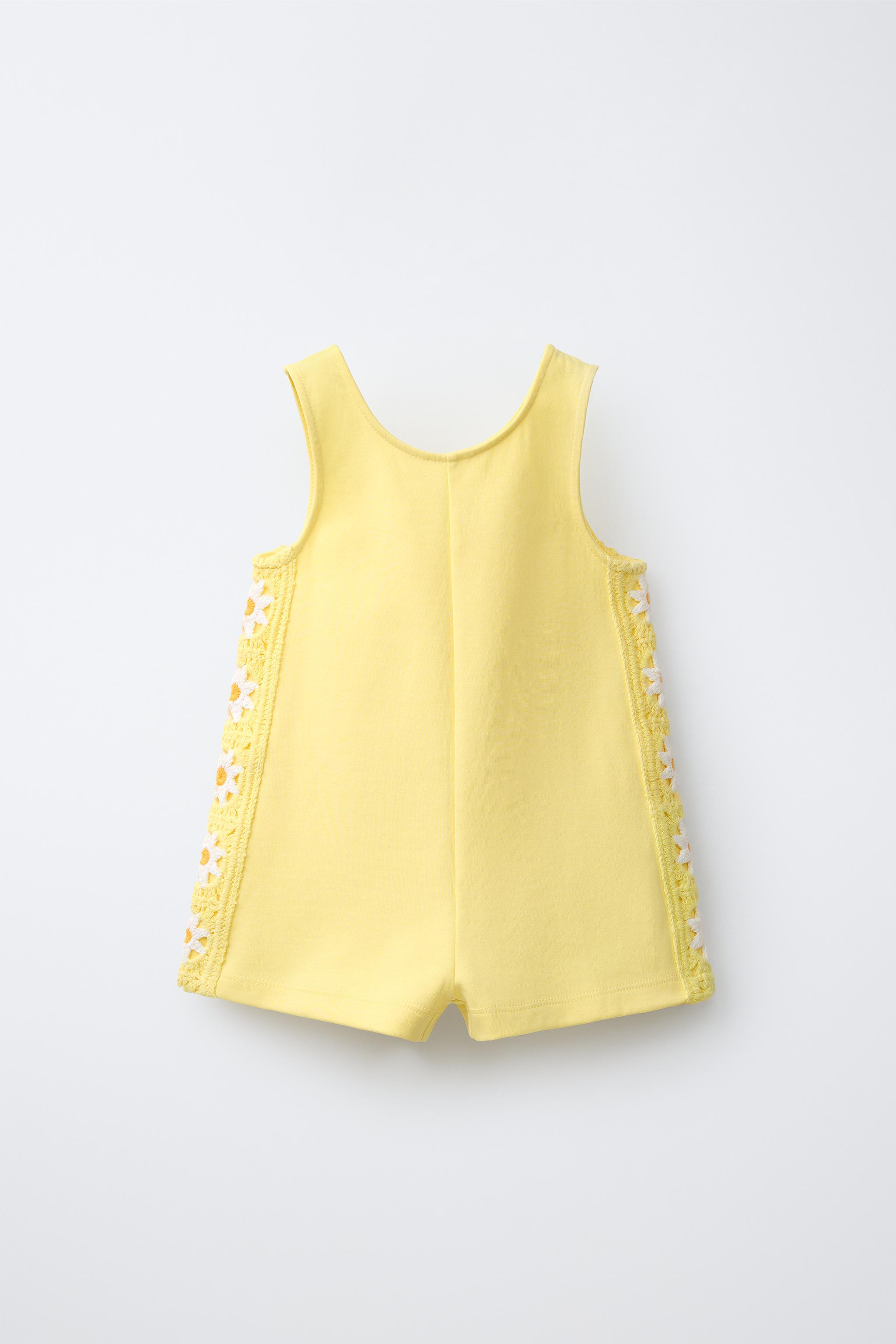 CROCHETED FLORAL KNIT SHORT JUMPSUIT | Zara US