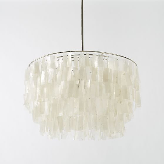 Capiz Round Chandelier Polished Nickel (24"") | West Elm (US)