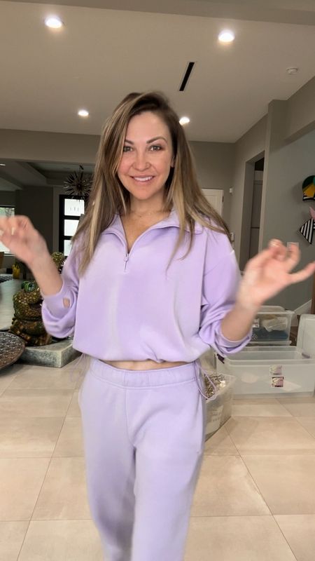 Lilac purple athleisure comfy sweatshirt & sweatpants lounge set — SO soft & cozy! Wearing XS. Have now traveled twice in this outfit & it’s fantastic!

Also linking other color options! Excellent deal!!!



#LTKfindsunder100 #LTKfitness #LTKtravel