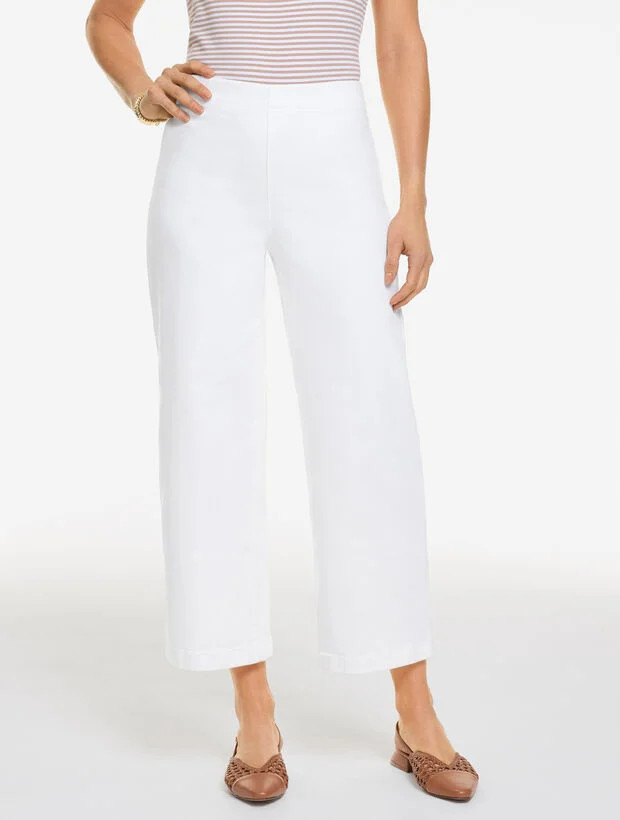 Wide Crop Pull-On Travel Jeans - White | Talbots