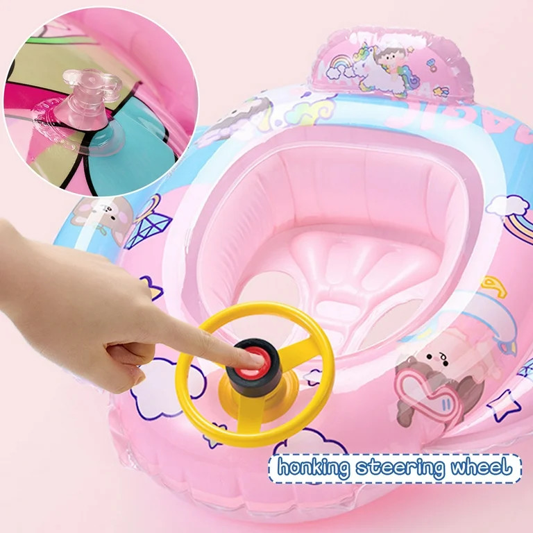 XMASMATE Pool Float Ring for Baby, Inflatable Pink Unicorn Pattern Swimming Float Boat with Steer... | Walmart (US)