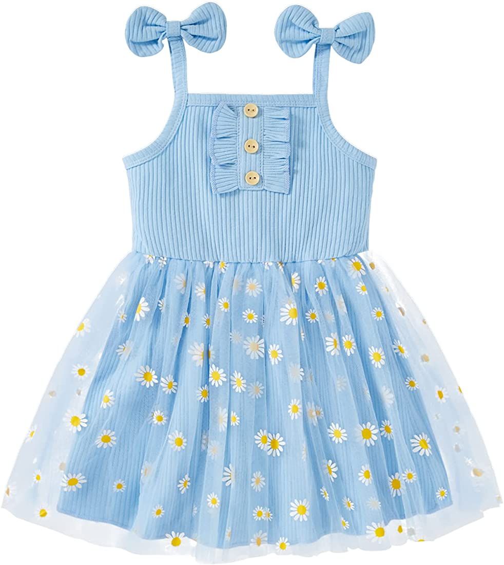 GRNSHTS Toddler Baby Girl Dress Sleeveless Strap Knit Dress Tutu Dresses Princess Sundress | Amazon (US)