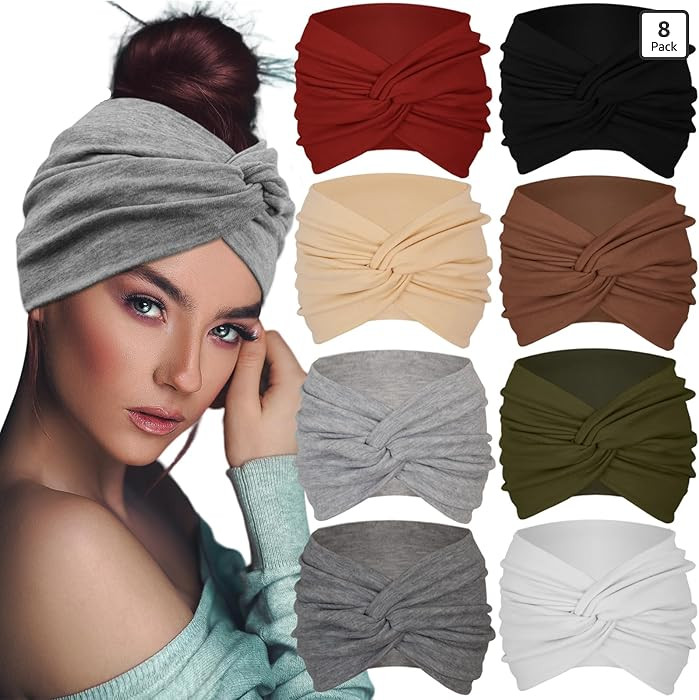 Extra Wide Headbands For Women 7'' Large Headband Twist Head Bands Women's Hair Band Stretchy Tur... | Amazon (US)