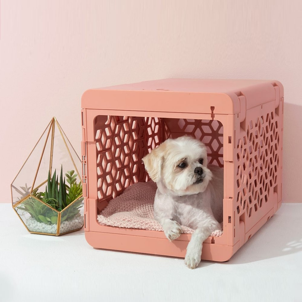 Kindtail Pawd Collapsible Dog & Cat Crate, Pink | Chewy.com