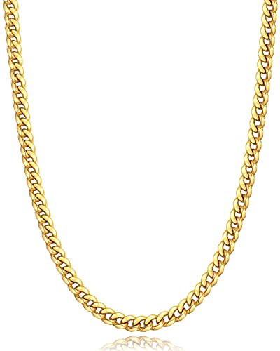 Momlovu Gifts for Men Boys 18K Gold Plated Chain Silver Tone Chain for Men Boys, 4mm/6mm Stainles... | Amazon (US)
