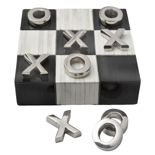 Tic Tac Toe Flat Board - Black/White Bone - Regina Andrew | One Kings Lane