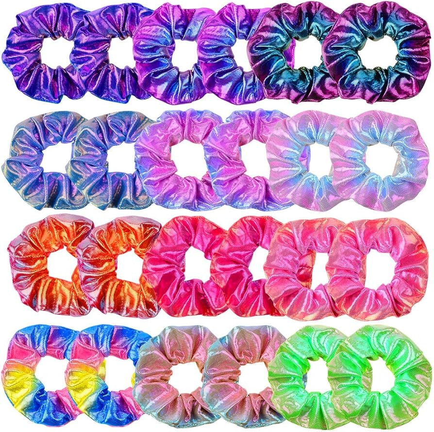 OCATO 24Pcs Hair Scrunchies for Girls Shiny Metallic Scrunchies Cute Elastic Hair Bands Scrunchy ... | Amazon (US)