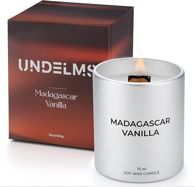 UNDELMS Scented Candle 15oz Madagascar Vanilla Candle Vanilla, Cream, Milk, Caramel Scented Soy W... | Amazon (US)