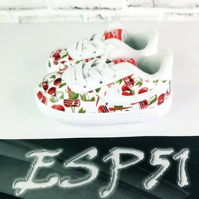 NIB Nike Force 1 Crib SE Wht/Wht-Track/Red Pear CT2322 100 Sz. 4C | eBay US