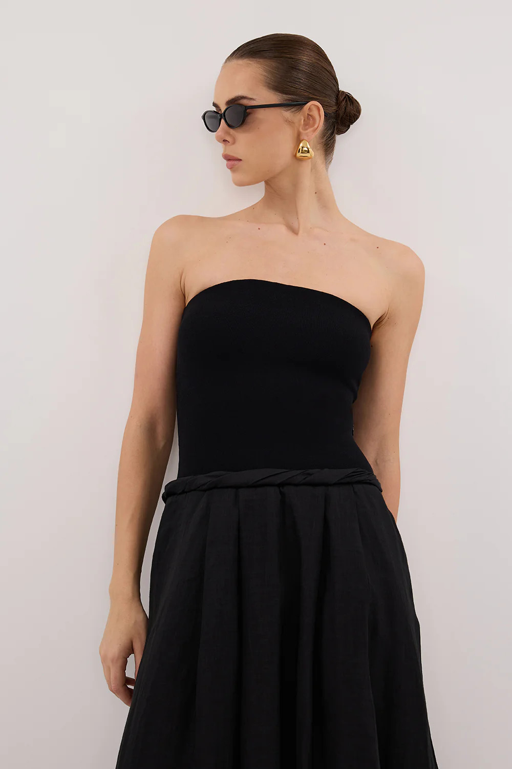 COCO BLACK HYBRID MIDI DRESS | DISSH