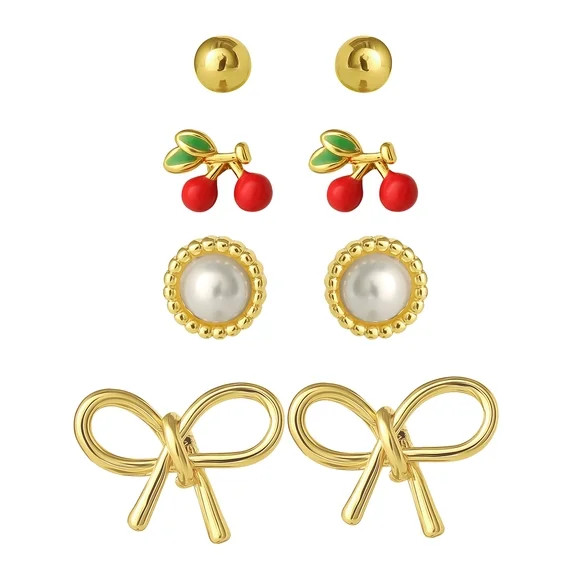 Celebrity Pink Women's 4 Pair Bow Stud Earring Set | Walmart (US)