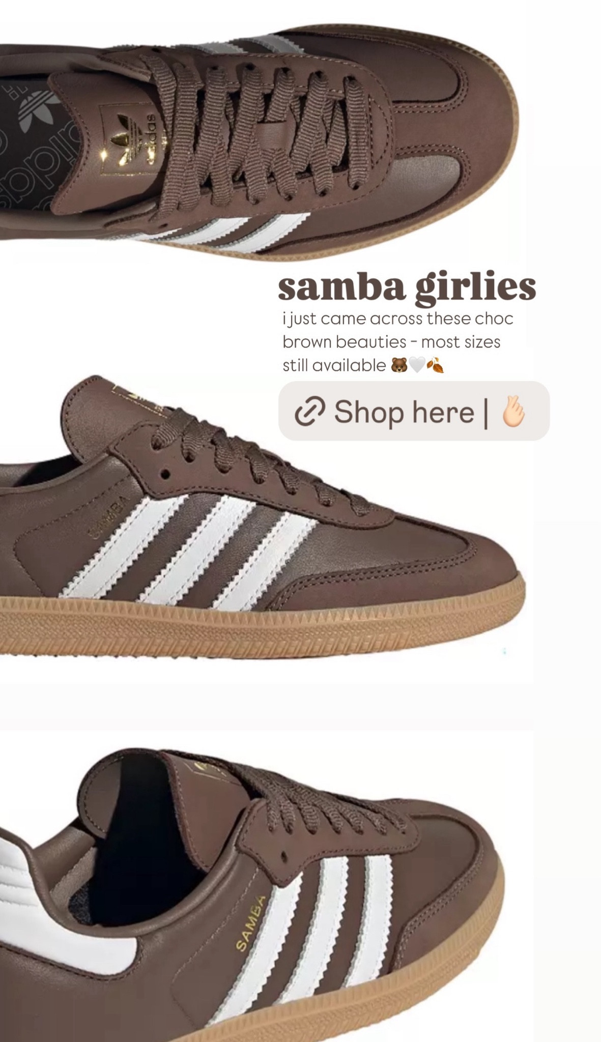 Love these for the fall 🐻🤍🍂

#adidas #samba #brownsambas #brownsneaker 

#LTKSeasonal #LTKStyleTip #LTKFallSale