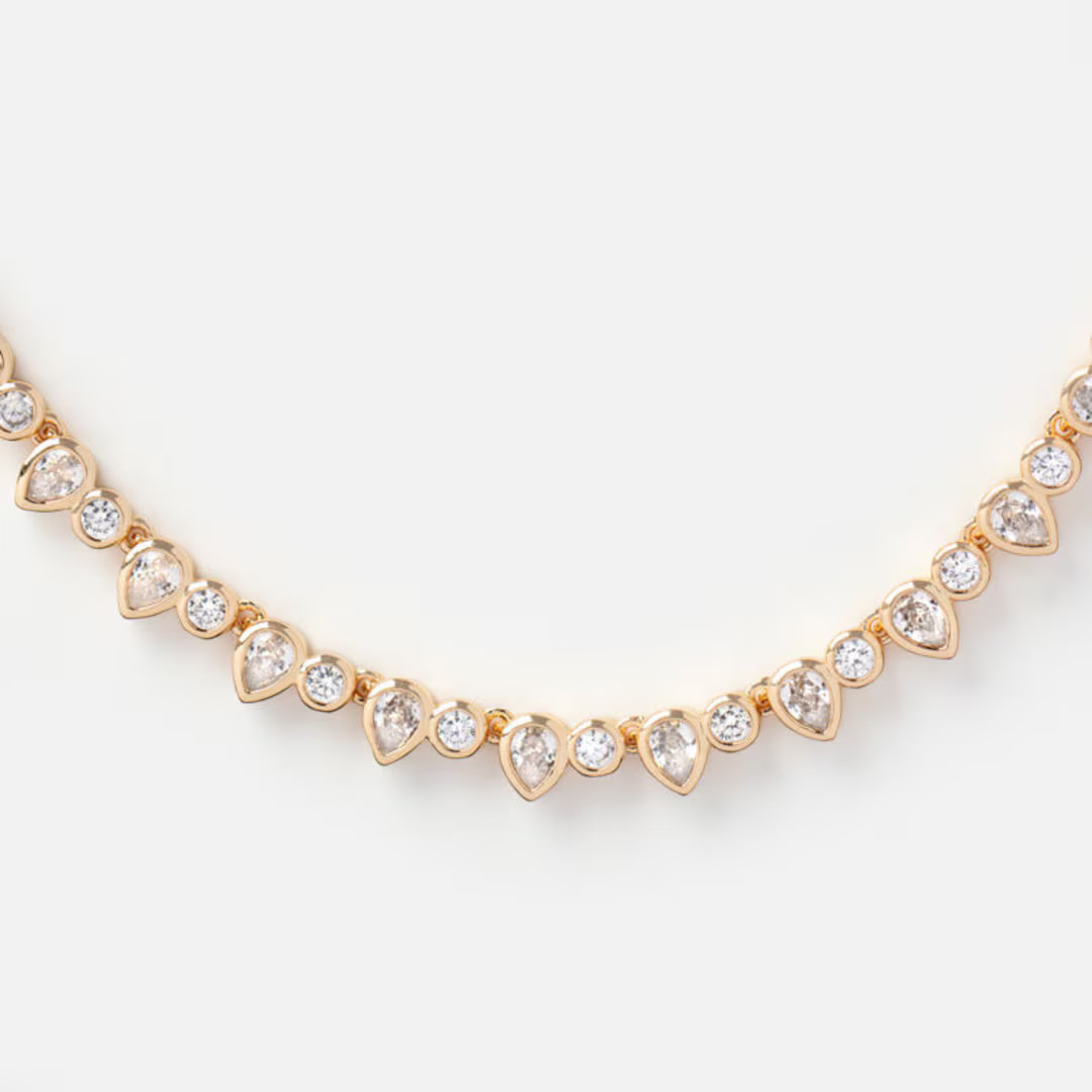 14K Gold Tear Drop Tennis Necklace, Diamond Tennis Necklace,pear Shape Tennis Necklace,silver Ten... | Etsy (US)