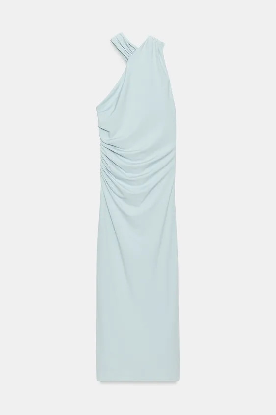 Model height: 169 cmMidi dress with a halter neckline and wrap-effect. Back with asymmetric openi... | Zara UK