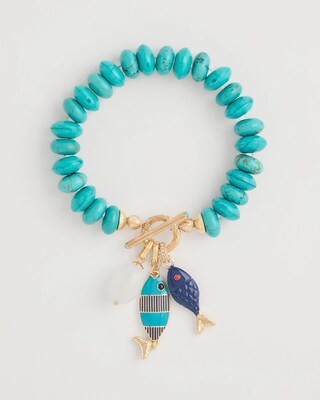 Women's Turquoise Stone Toggle Charm Bracelet in Blue | Chico's | Chico's
