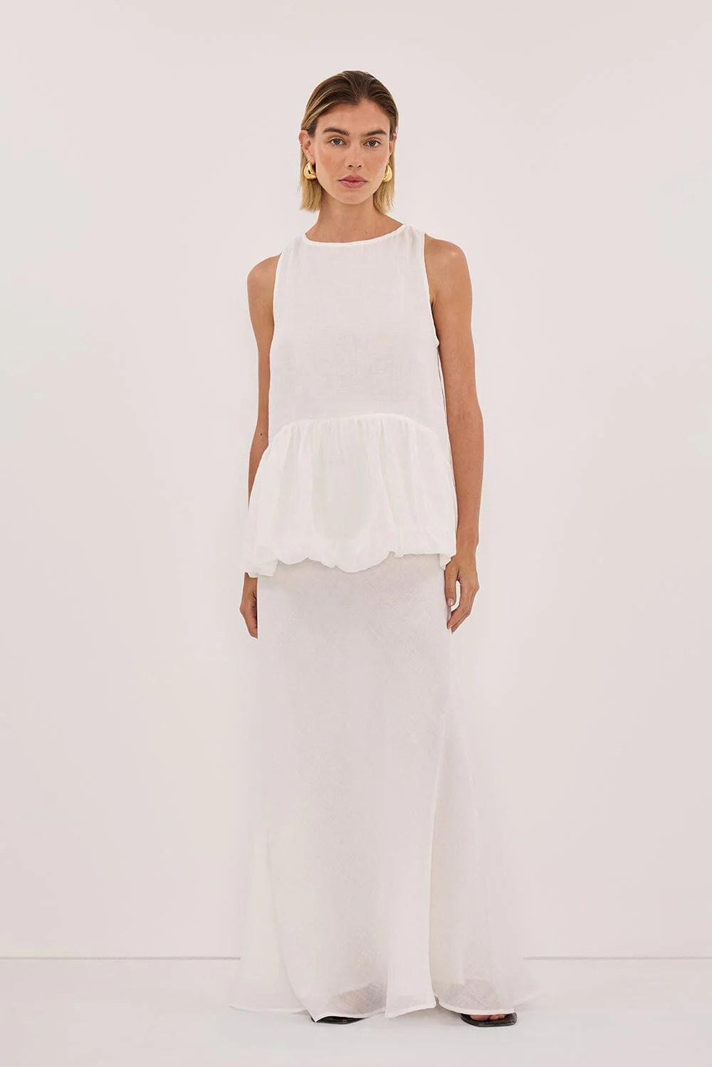 ARLO WHITE RAMIE DROP WAIST TOP | DISSH