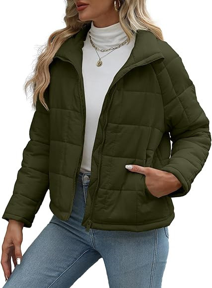 Misng Women's Quilted Puffer Jackets Lightweight Zipper Packable Padded Coat | Amazon (US)