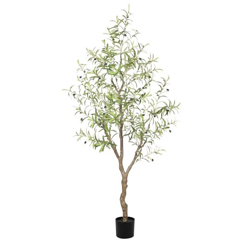 LYERSE Olive Trees Artificial Indoor - Faux Olive Tree 6ft - Fake Olive Tree with Olive Branches and Lifelike Fruits - Artificial Olive Tree for Modern Home Office House Living Room Decor Indoor | Amazon (US)