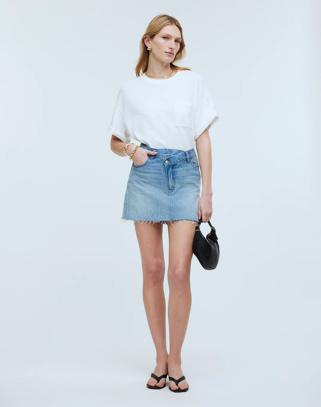 Denim Crossover-Waist Mini Skirt in Ladson Wash | Madewell