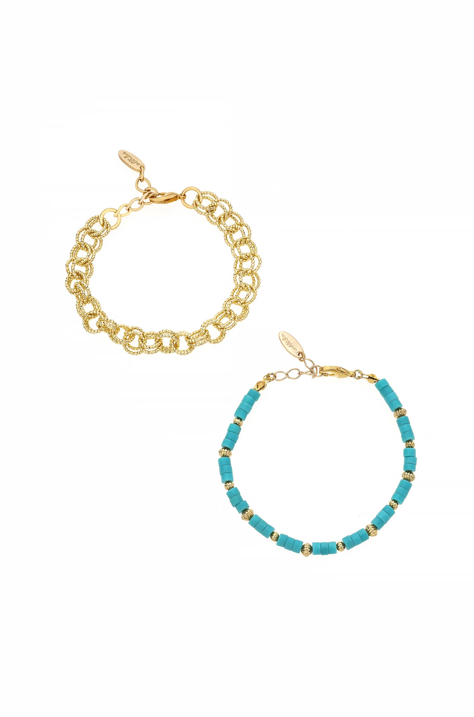 Vacation Mode Activated Turquoise and 18k Gold Plated Bracelet Set | Ettika