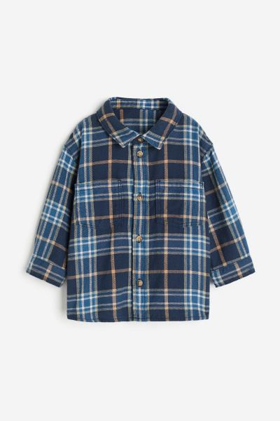 Cotton Flannel Shirt - Beige/checked - Kids | H&M US | H&M (US + CA)