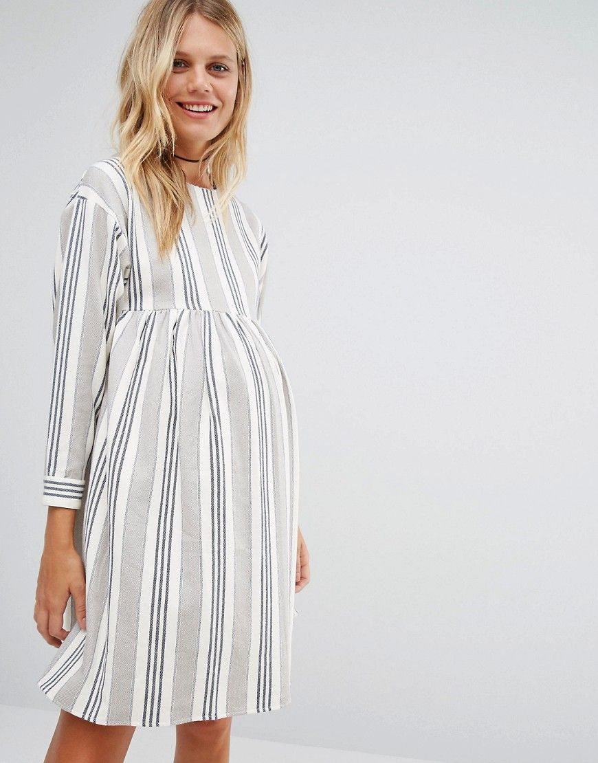 ASOS Maternity Smock Dress in Natural Stripe - Multi | ASOS US