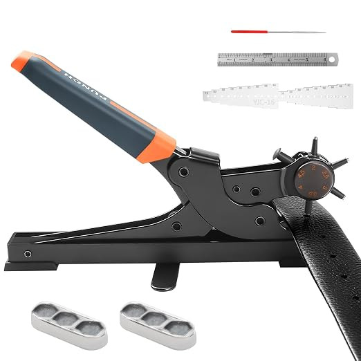 Leather Hole Punch Tool Set, Multi Hole Sizes, Heavy Duty Rotary Puncher for Belts, Watch Bands, ... | Amazon (US)