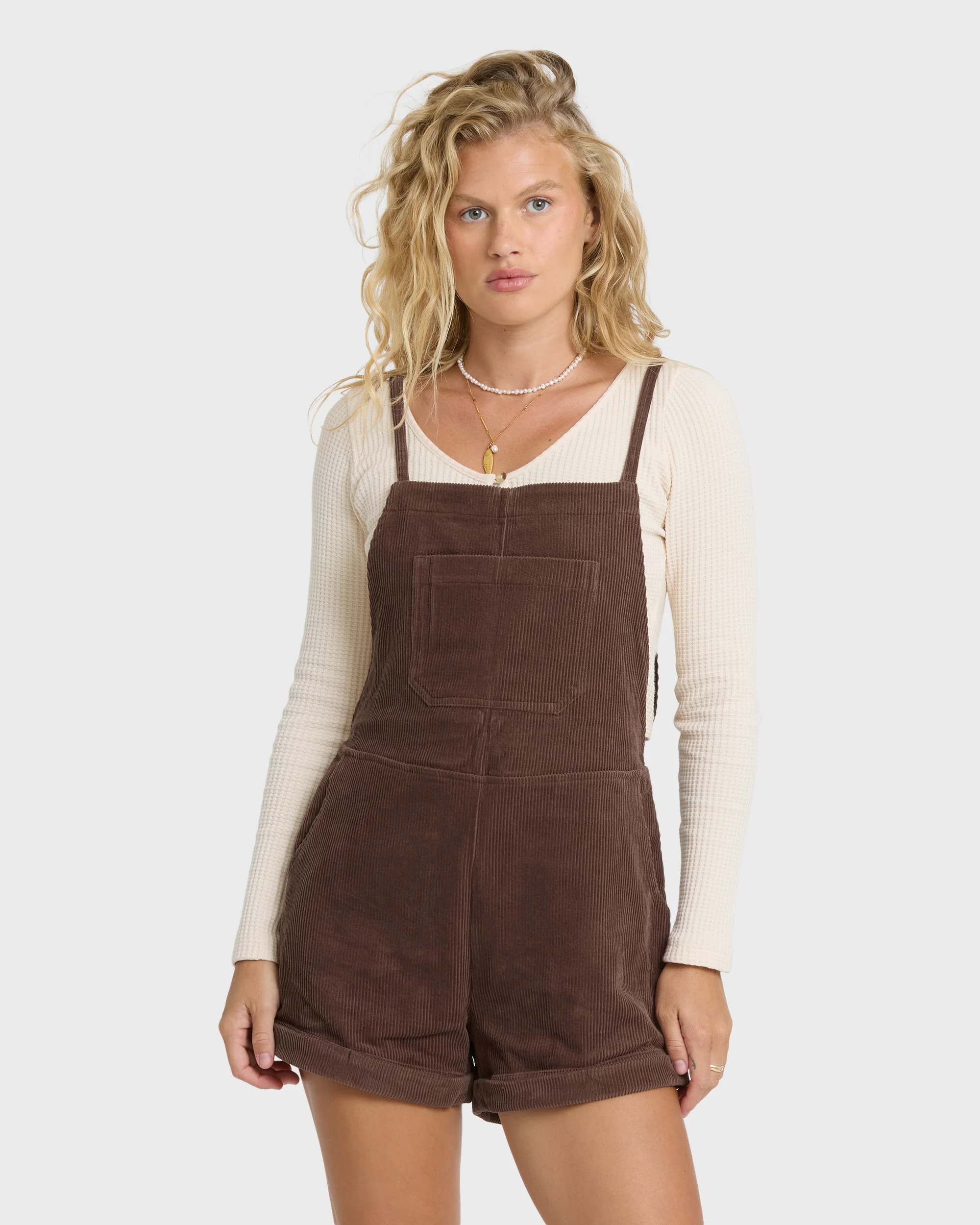 Wild Pursuit Overall Cord Romper - Teak | Billabong