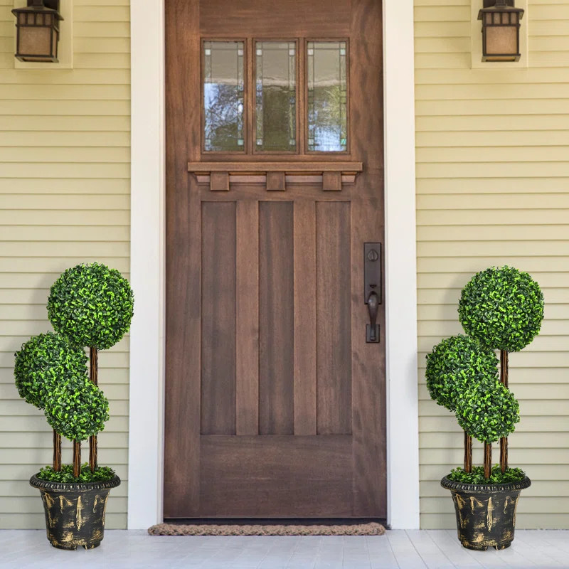 Faux Boxwood Tree in Cement Pot | Wayfair North America
