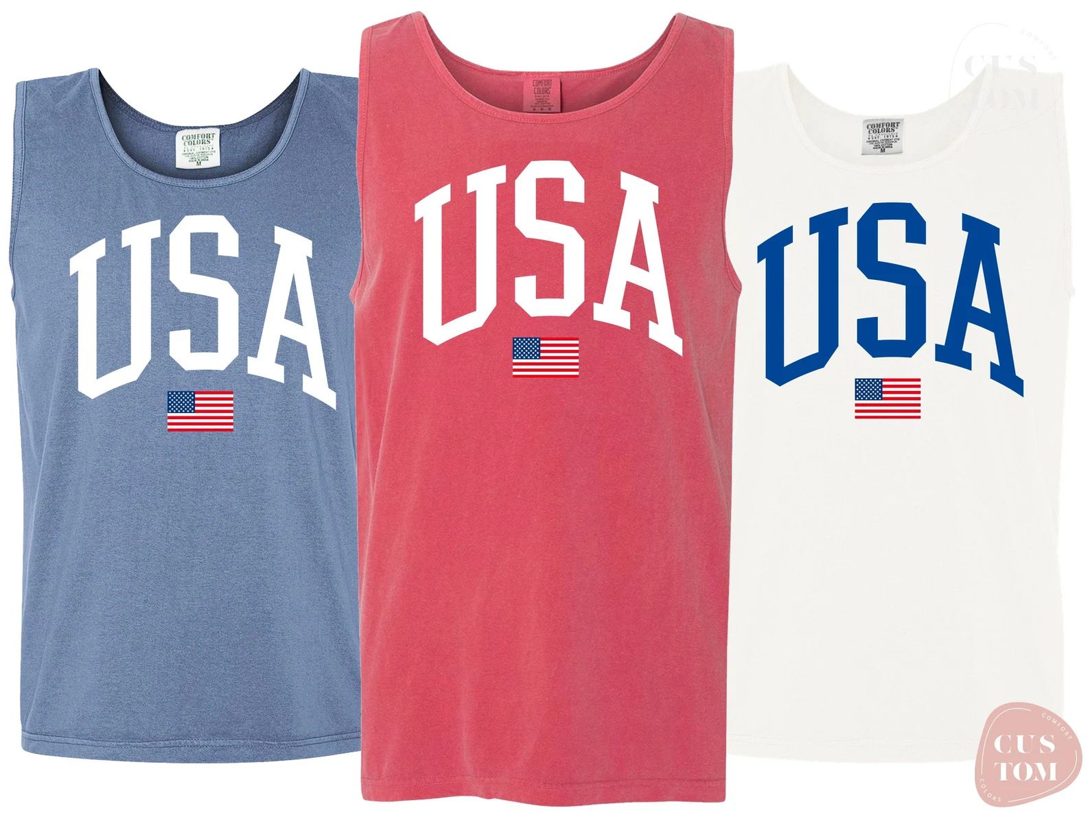 USA Flag Comfort Colors Top, Comfort Colors Tank Top, 4th Of July Tank Top, USA Flag Shirt, Big U... | Etsy (US)