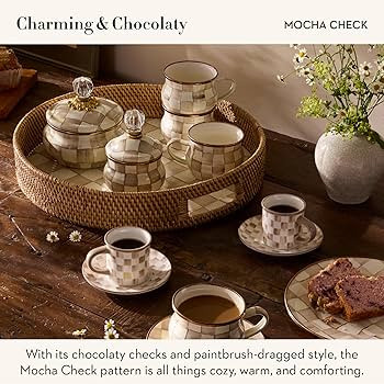MACKENZIE-CHILDS Porcelain Mug, Tea and Coffee Mug, Brown-and-White Mocha Check | Amazon (US)