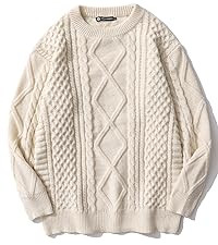 Vamtac Cable Knit Sweater Women Solid Oversized Pullover Sweaters Casual Vintage Crewneck Woven T... | Amazon (US)