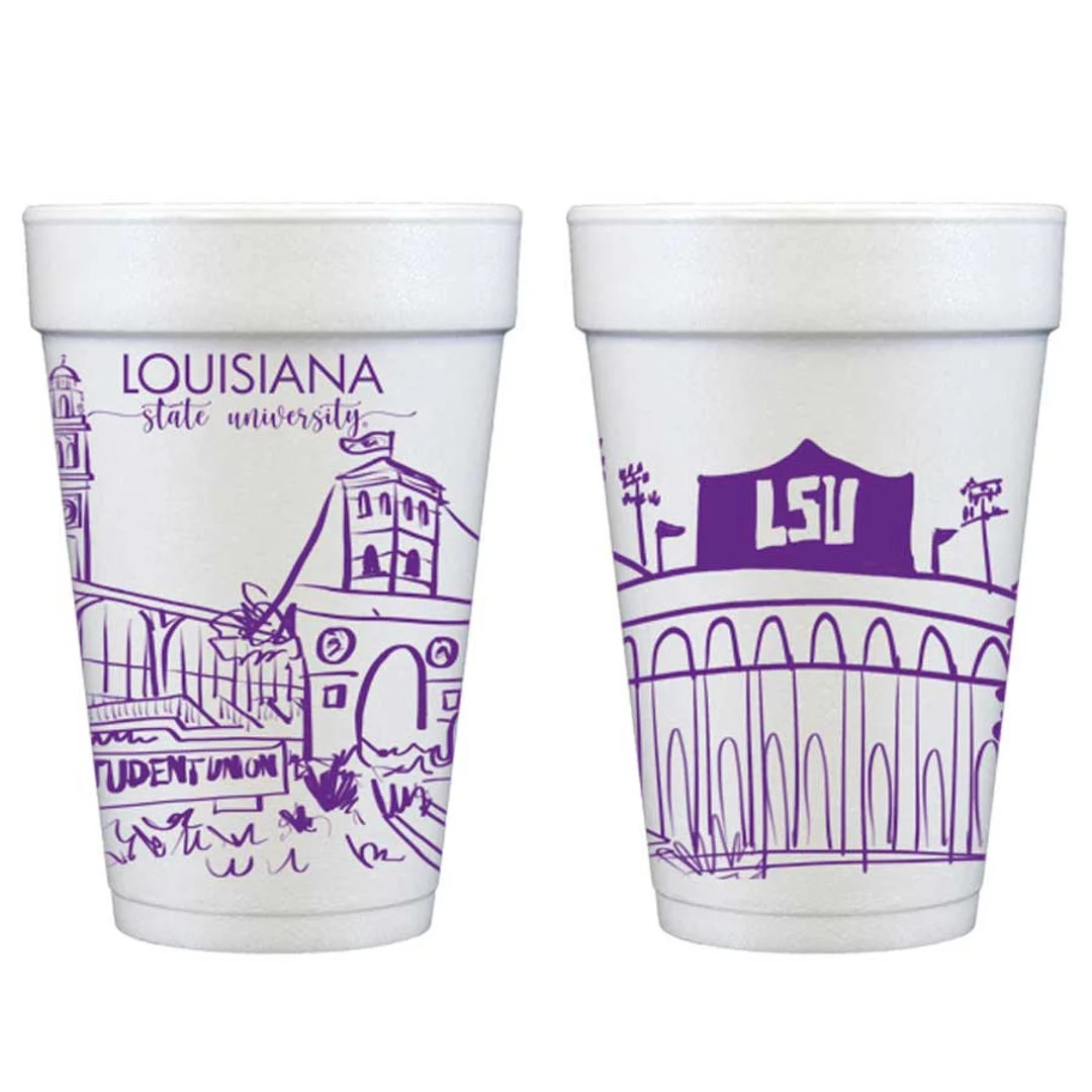 Styrofoam Cup 10 Pack {LSU Tigers-baton Rouge, Louisiana Campus Skyline} - Etsy | Etsy (US)