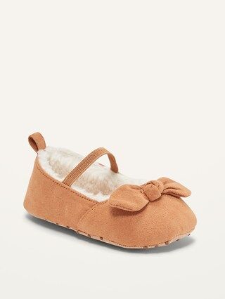 Faux-Suede Sherpa-Lined Bow-Tie Ballet Flats for Baby | Old Navy (US)